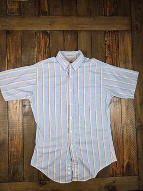 Vintage Arnie Arnold Palmer Button Up Shirt Mens M Striped Short Sleeve preppy